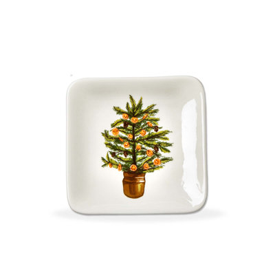 Citrus Tree Decorative Trinket Dish - Green Everyday Bowl, 3.75" x 3.75" x 0.5", Easy Spot Clean