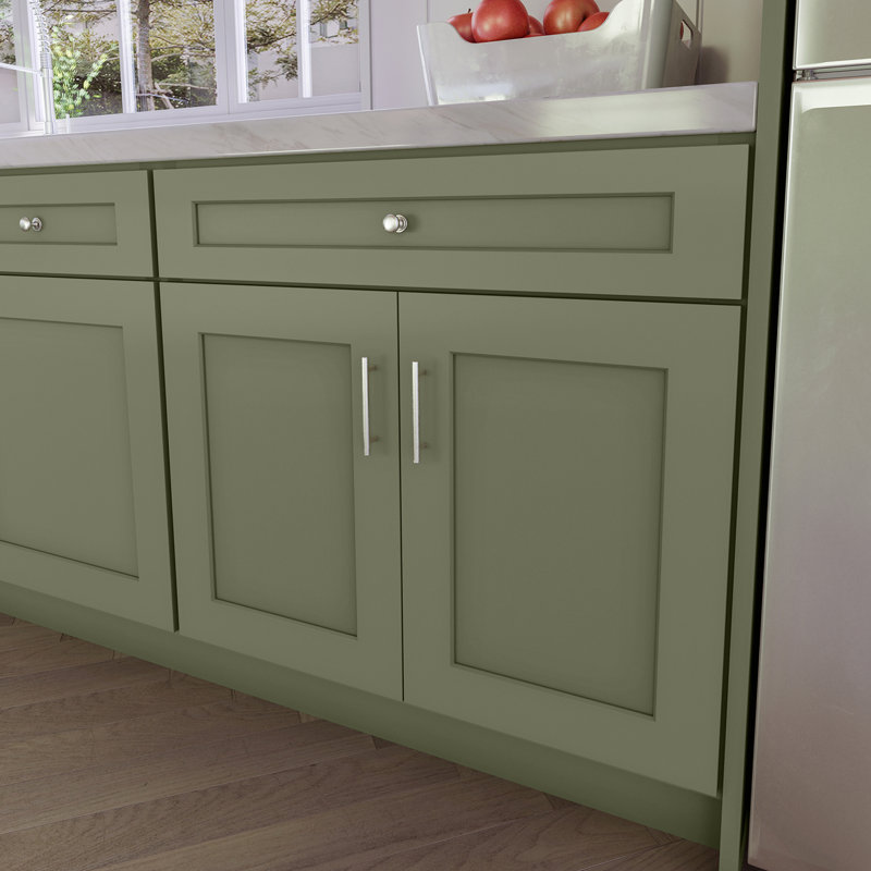 Armoire de cuisine en bois massif prêt à assembler Sinber, 33", Vert saga