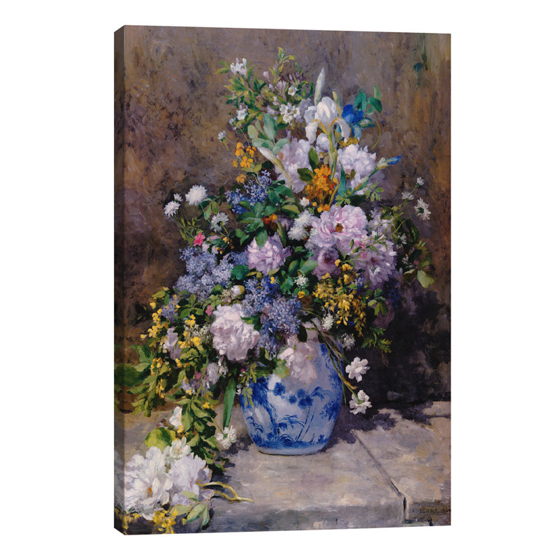 Spring Bouque (grande Vaso Di Fiori) by Pierre-Auguste Renoir - Painting on Canvas, 66.04 cm H x 45.72 cm W x 1.91 cm D