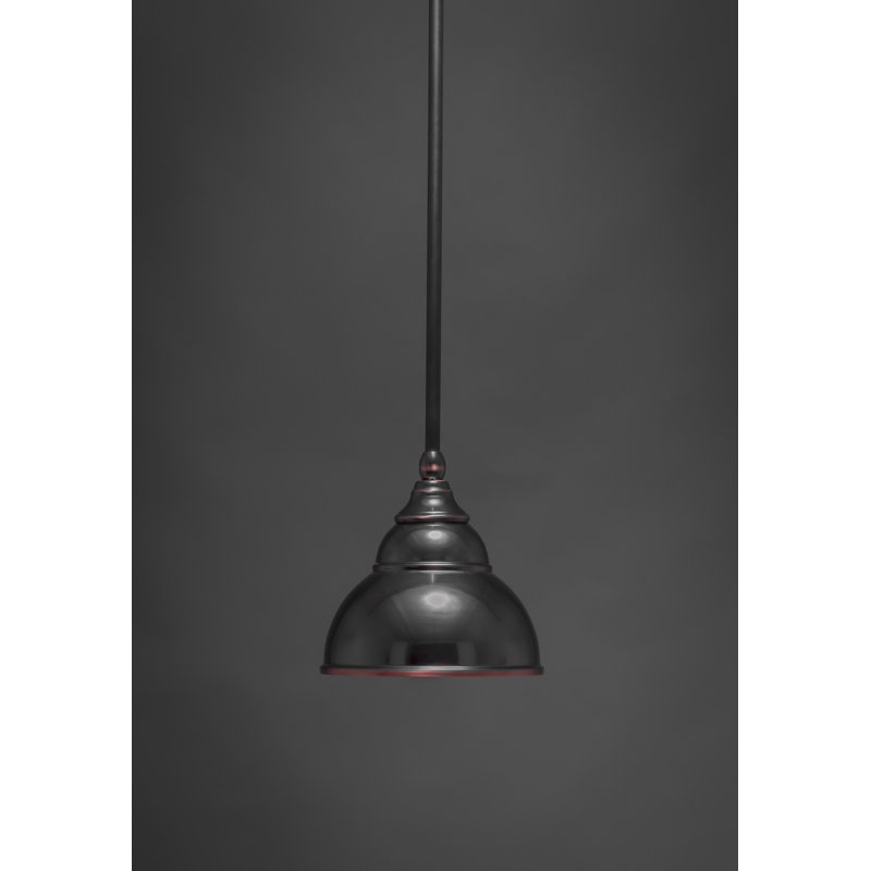 Stem Hung Mini Pendant Shown With 7" Double Bubble Metal Shade, Black Copper