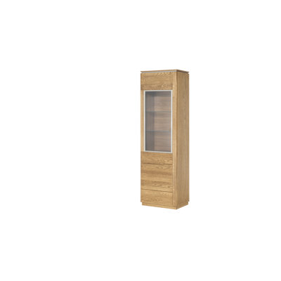 Montenegro Solid and Manufactured Oak Wood 1-Door Display Cabinet