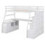 Lit mezzanine simple avec bureau intégré, lit en bois avec tablettes et tiroirs-114328205