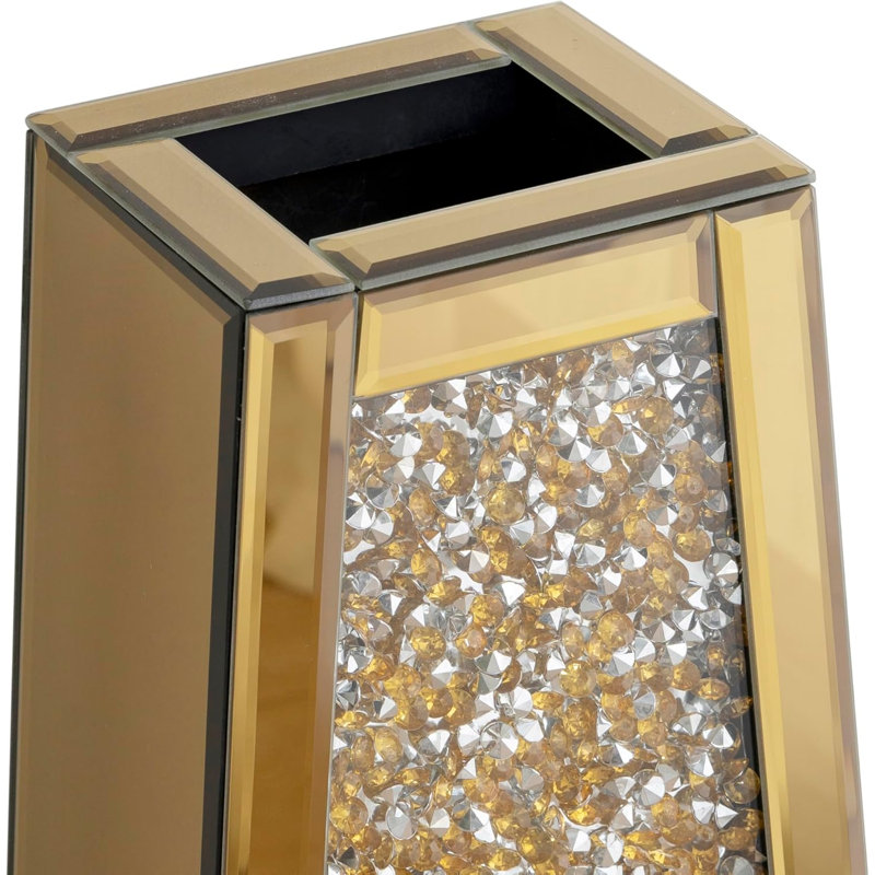 Tall Crushed Diamond Floor Vase, Large Mirror Vase For Living Room Decor, Modern Crystal Accent Vase For Dried Flowers And Home Decoration