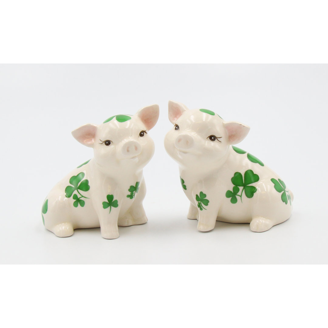 Cosmos Gifts Shamrock Pig Salt and Pepper Shaker Set Cosmos Gifts