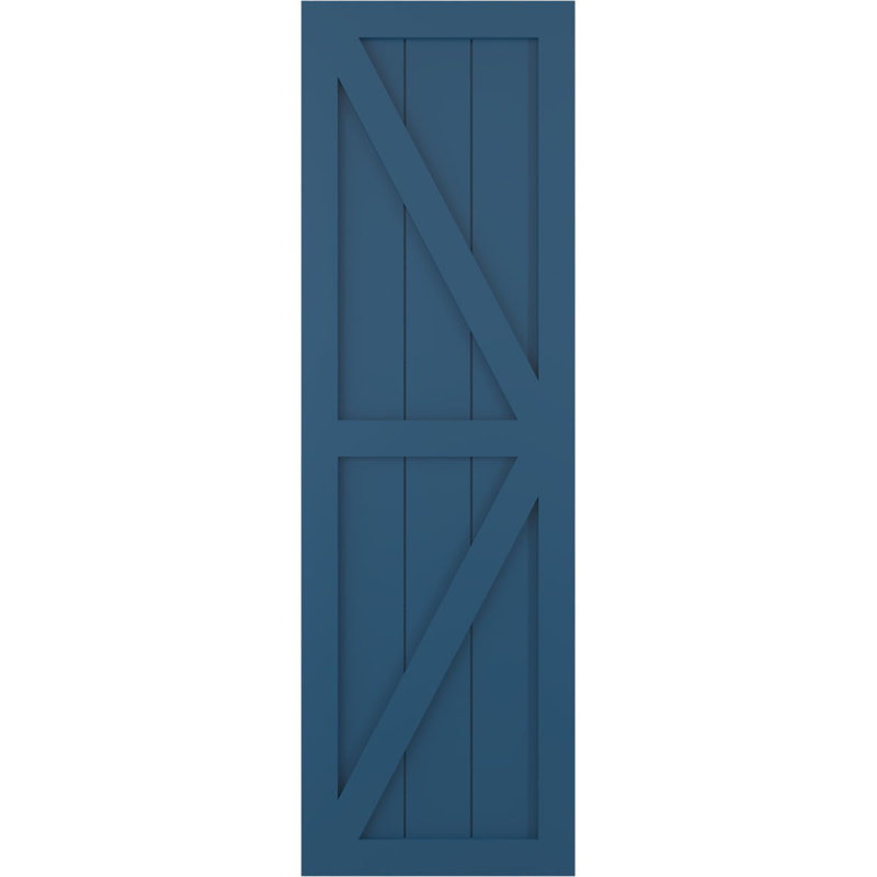 True Fit PVC deux panneaux de ferme à fixation fixe avec barre en Z, Bleu séjour, 18", 26"