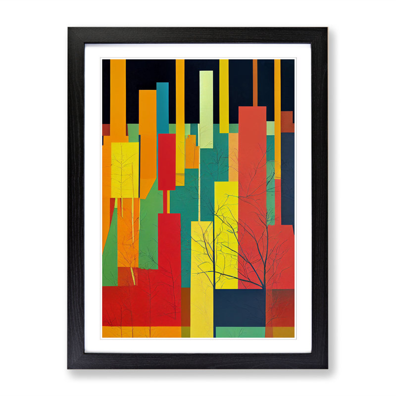 Autumn Forest Abstract Vol.2 1 Piece Single Picture Frame Wall Art, 46cm H x 34cm W, Black Framed