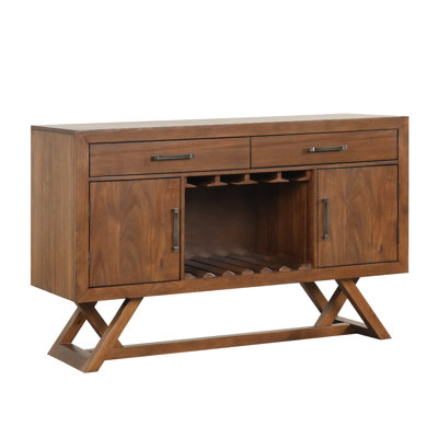Buffet console Namie, bois brun, 2 tiroirs, portes, 56 po