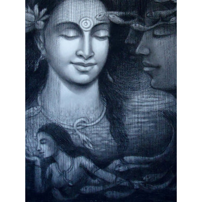 Antah Yatra - Knowledge Of Spirituality | Charcoal On Paper | By Suneel Kumar Singh