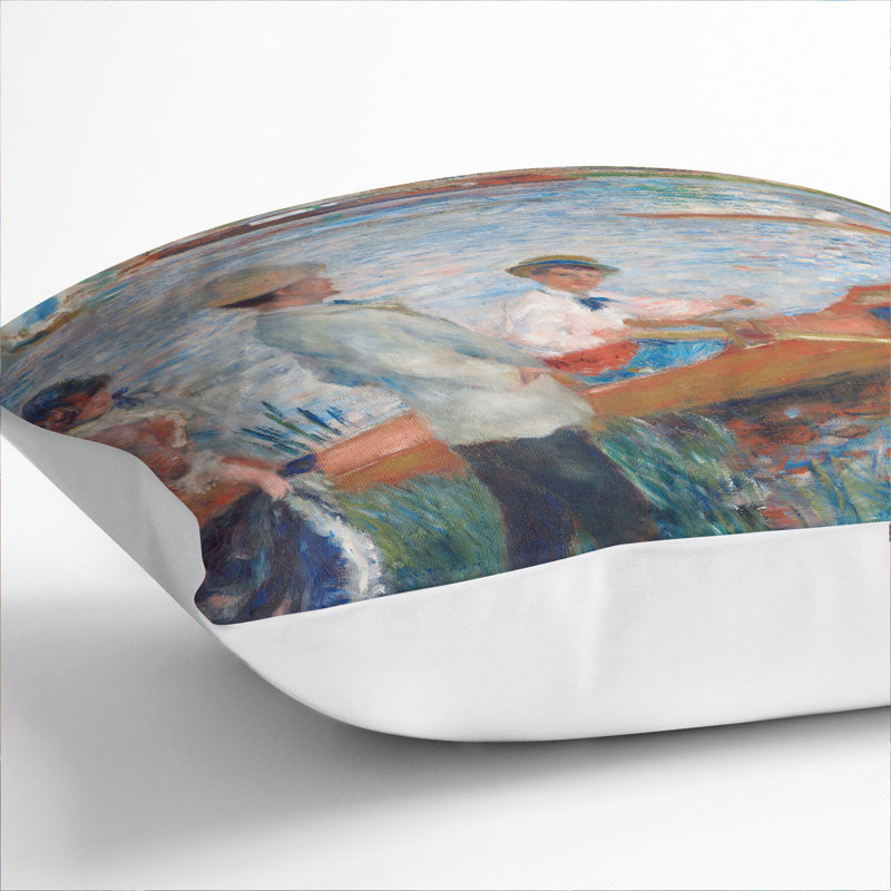 Oarsmen At Chatou Square Throw Cushion, 55cm H x 55cm W x 20cm D, White