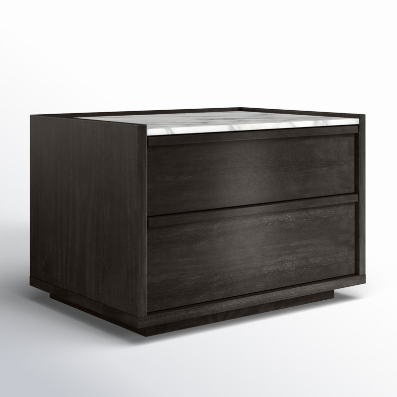 2 - Drawer Nightstand in Dark Grey, Light Gray/Dark Brown