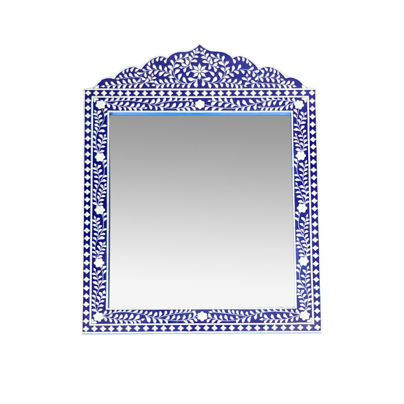 Marrakech Bone Inlay Mirror- Blue, Blue