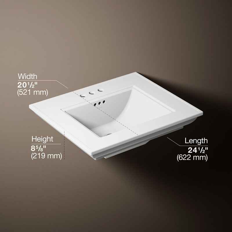 Memoirs® Stately 24" Console Bathroom Sink with Overflow, White, 4'' Centers