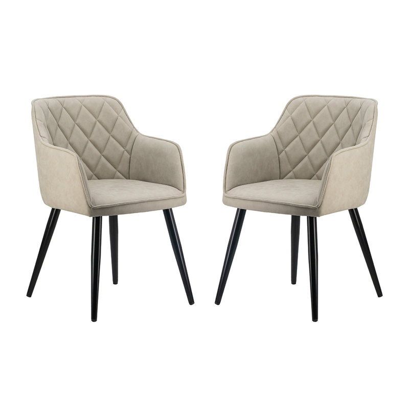 Chaise avec accoudoirs rembourrée en tissu Joao, Taupe