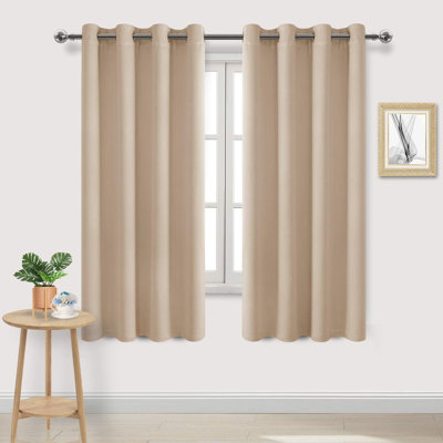 2 Panels Blackout Curtains Thermal Insulated Room Darkening Grommet Window Treatment Solid Block Light Curtain Drapes for Bedroom Living Room
