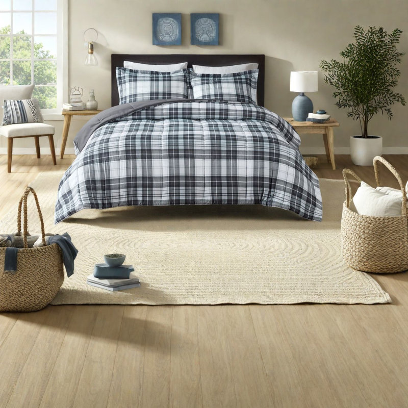Ensembles de literie confortables en microfibre toutes saisons, style écossais classique pour la maison