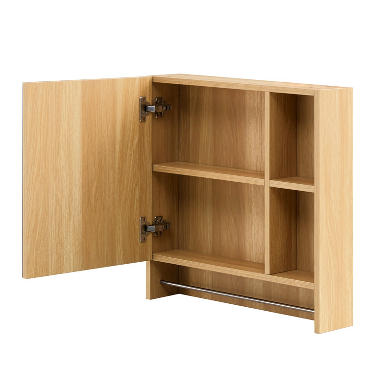 Armoire de salle de bain avec surface imperméable - Protège contre les dommages pour le miroir, Natural