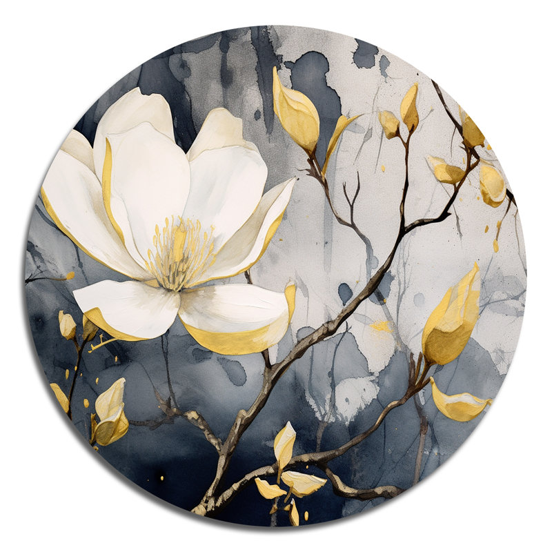 Jennette - impressions florales rondes sur métal, H 36 po x l 36 po