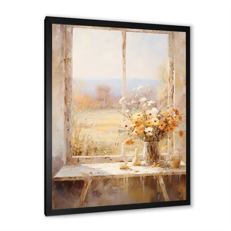 Art floral rétro sur les prairies, vue de fenêtre 6 - prairie, Cadre simple noir, H 40 po x l 30 po x P 1,5 po