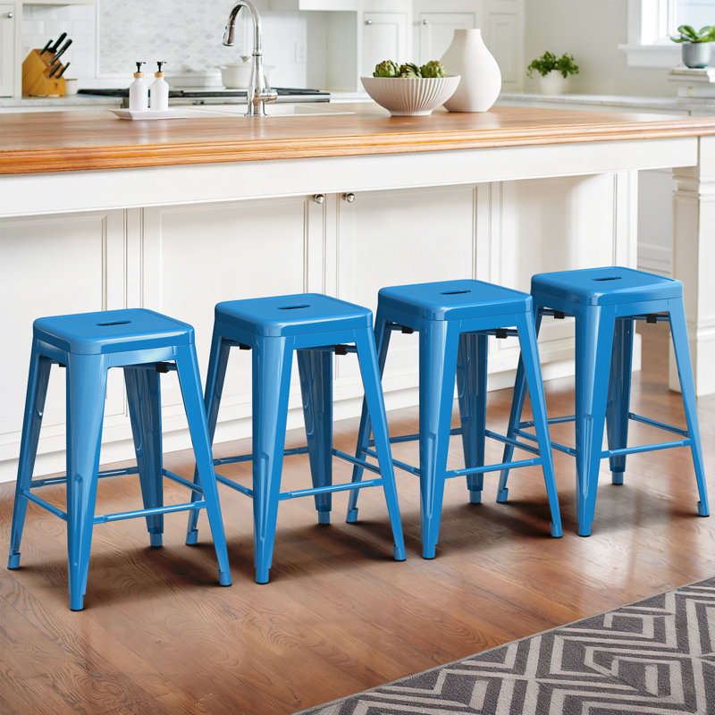 Tabouret de bar 24 po Kohki, Bleu, Set of 4