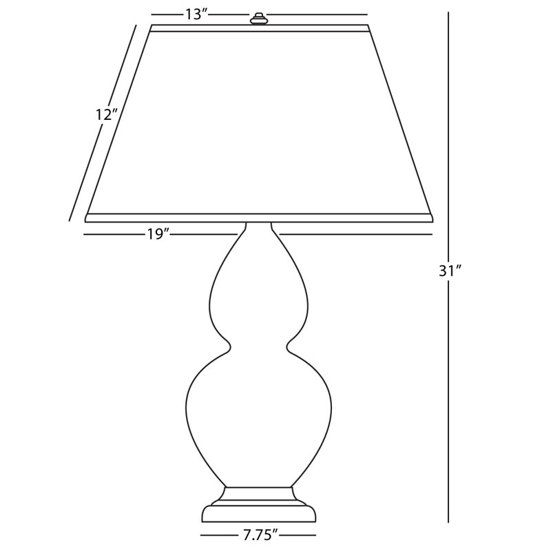Lampe de table double gourde 30 po, Noir / Rouge, Vert / laiton antique