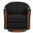 Modern Leather Swivel Barrel Chair with Solid Wood Base（Set of 2)-2121686540