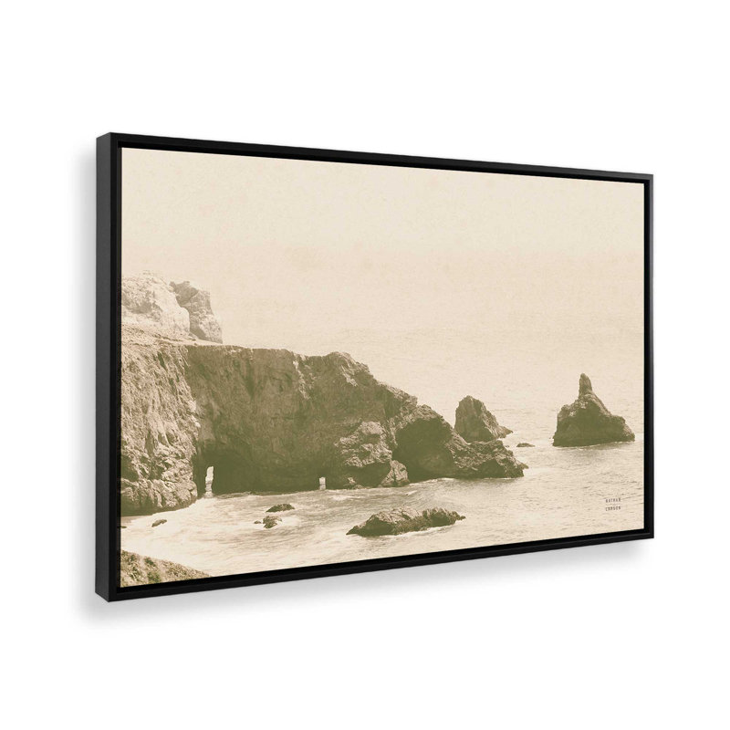 Impression sur toile de rivage isolée, Cadre flottant noir satiné, H 20,75 po x l 30,75 po