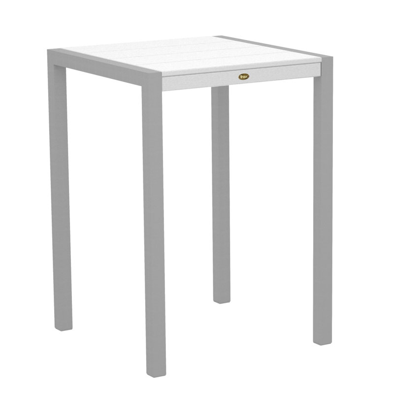 Table de bar POLYWOOD Surf City, Argent texturé / Blanc classique, 30 po x 30 po
