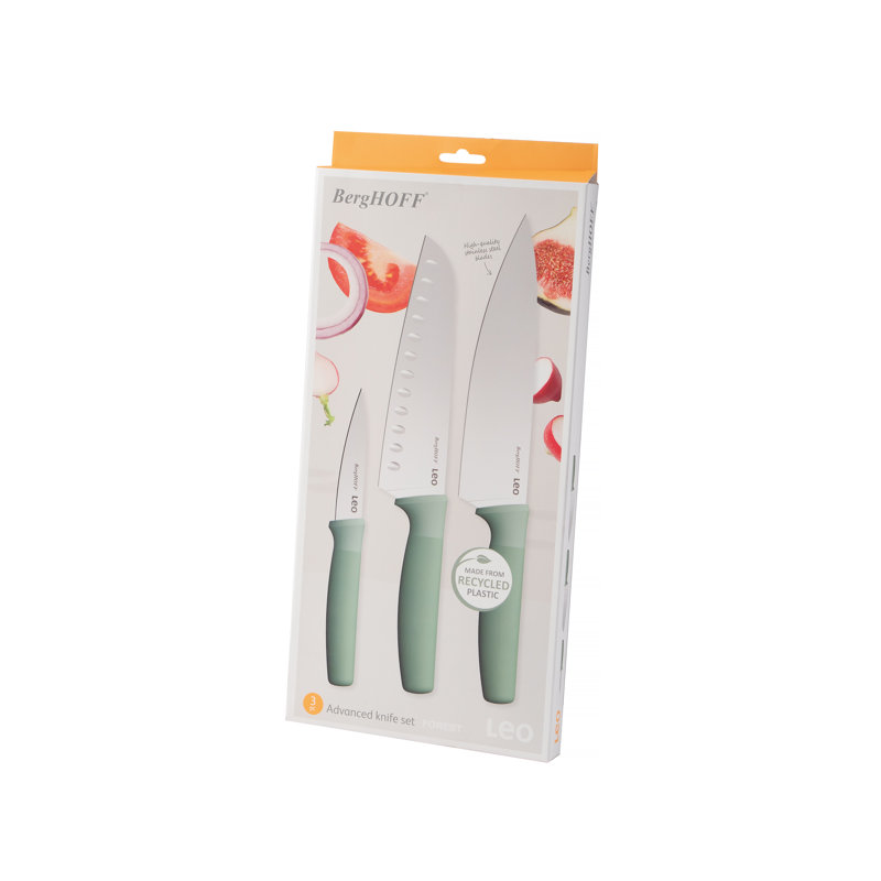 BergHOFF Forest Stainless Steel 3Pc Advanced Knife Set, Recycled Material