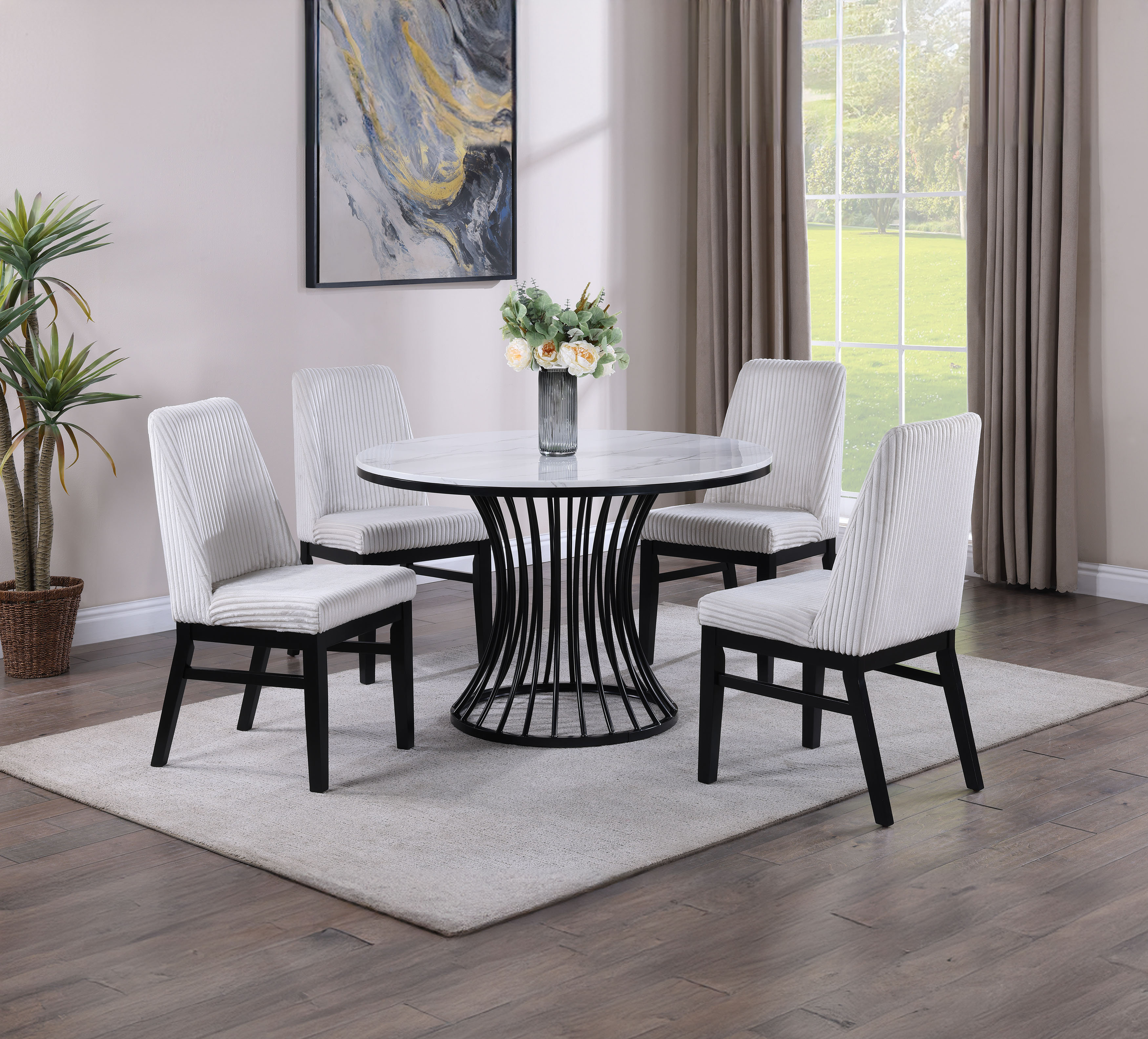 Lark Manor Meghann Round Faux Marble Dining Room Set - Wayfair Canada