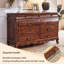 Commode de rangement à 62 tiroirs de style américain en bois massif brun de 62,99 po-341851706