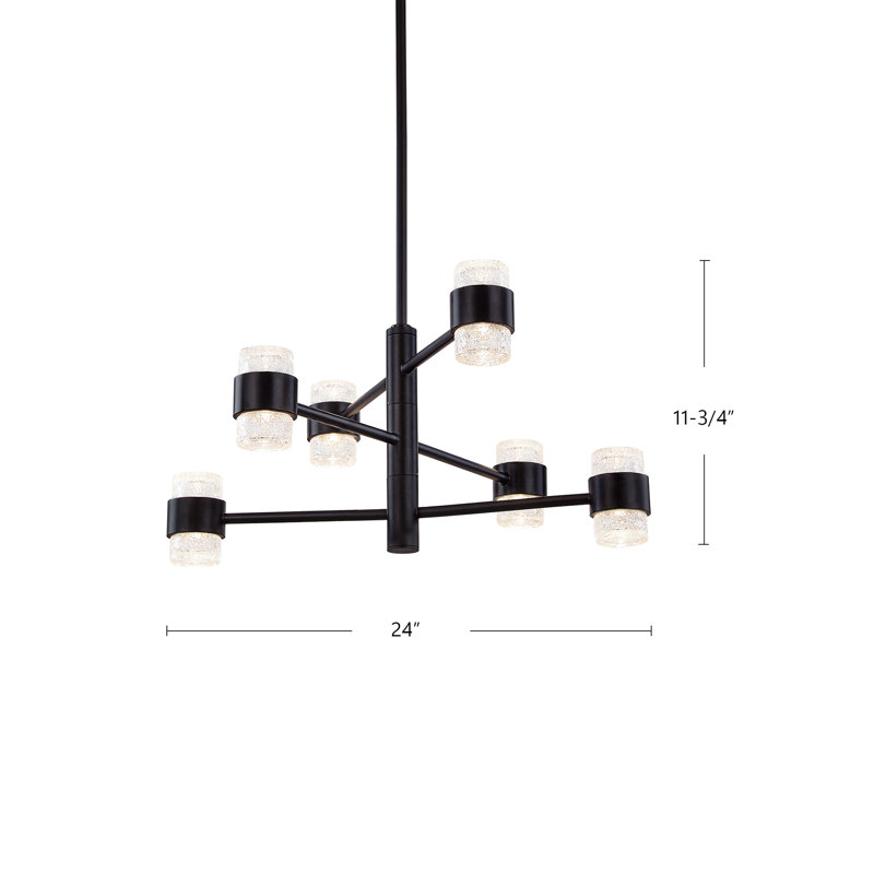 6 - Light Unique / Statement Modern Linear LED Chandelier