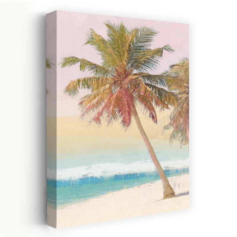 Sandy Serenity I - Bord de mer tropical, palmier, plage, océan, art, H 24 po x l 16 po