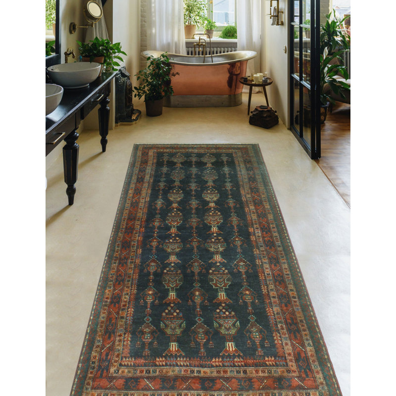 One-of-a-Kind 3'9" x 8'8" 1980s Runner Wool Area Rug in