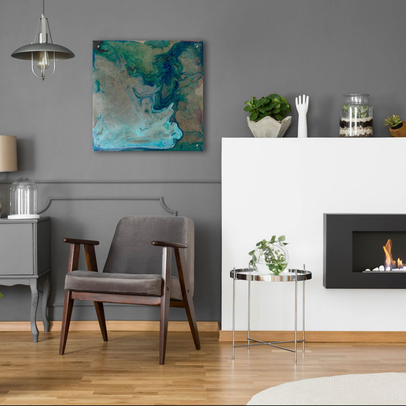 «Barrier Island 1» par Alicia Ludwig, art mural en verre acrylique, H 24 po x l 24 po