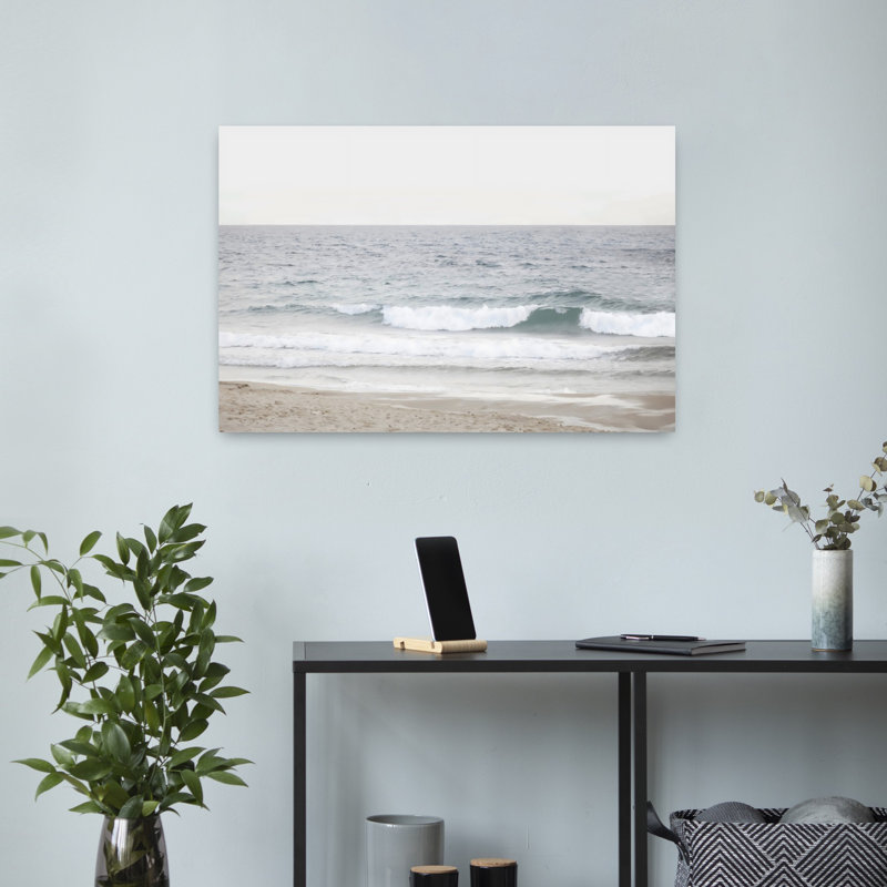 Art mural plage contemporaine bord de mer, H 16 po x l 24 po