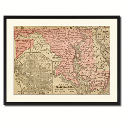 Maryland, carte murale rétro 28 x 37