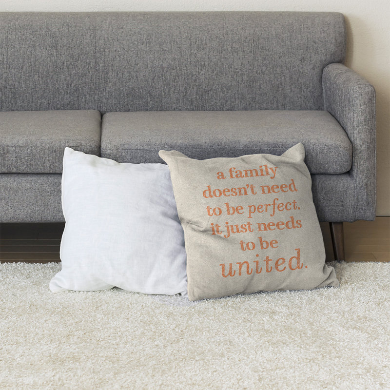 Coussin de sol Family Love, Blanc / Orange, 40 po x 40 po