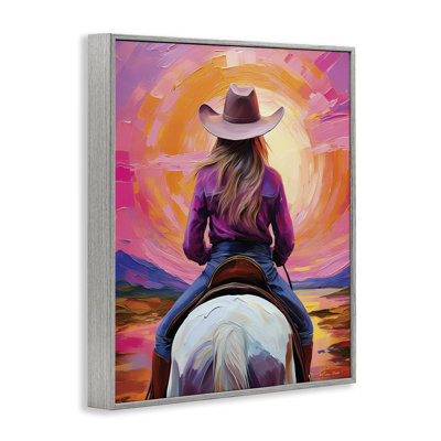 Giclée encadrée «Riding Into The Sunset», conception par Susan Ball