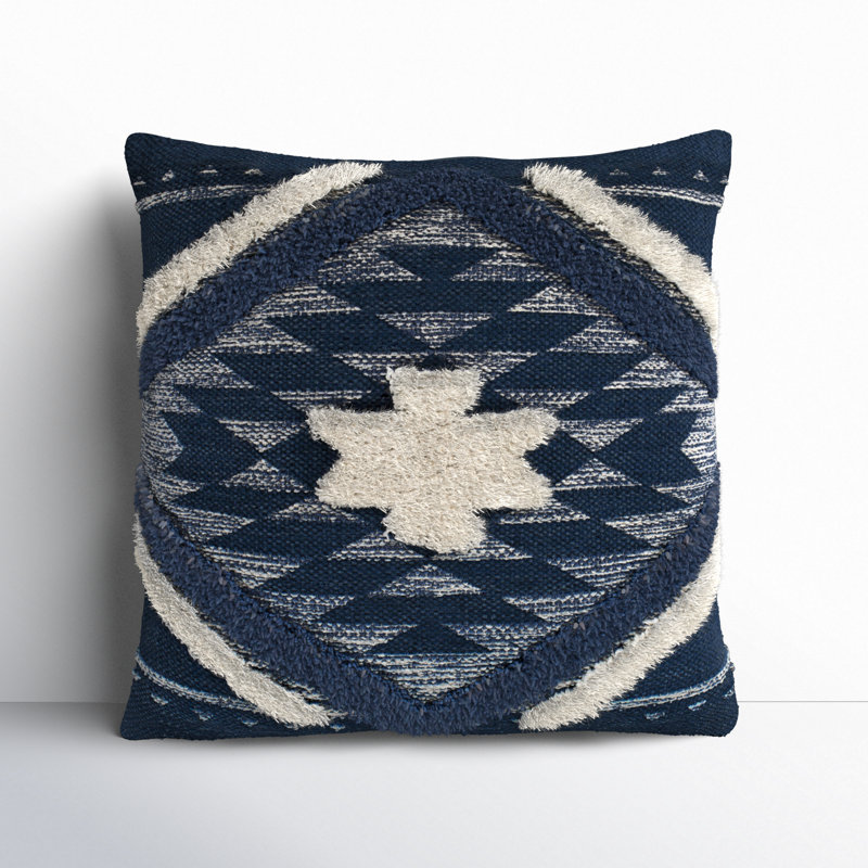 Housse et insert de coussin en coton Judd, 18 po x 18 po, Denim / marine, Polyester / Bourre en polyester