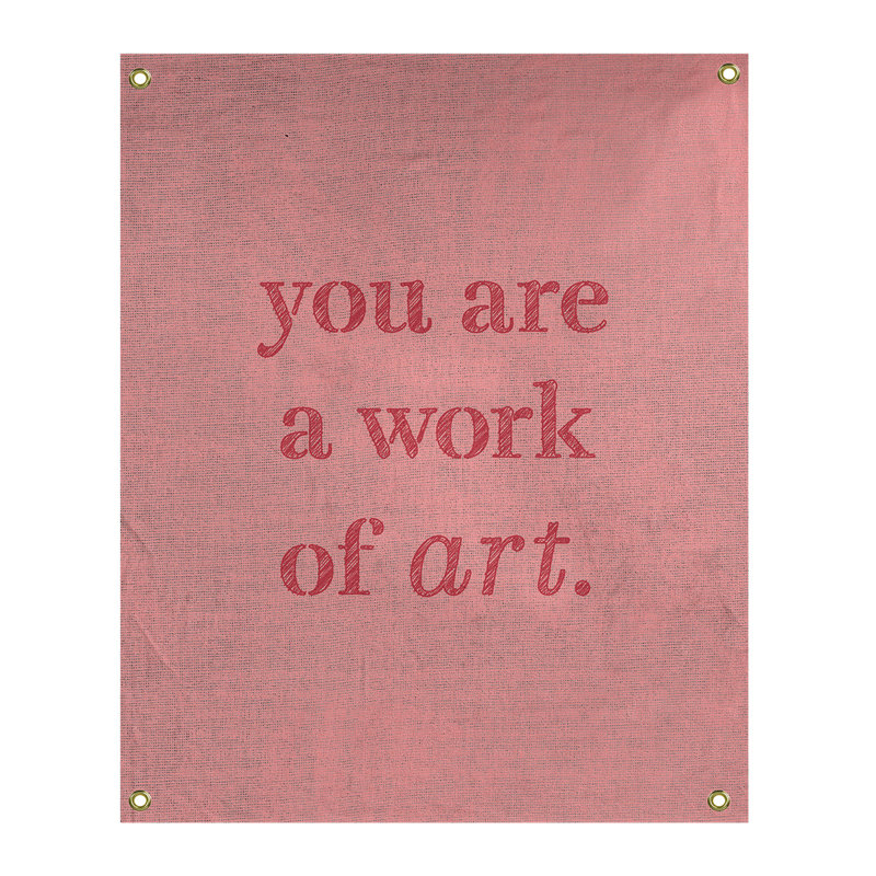 Tapisserie de travail en polyester d’art sur les citations, H 36 po x l 26 po, Rouge