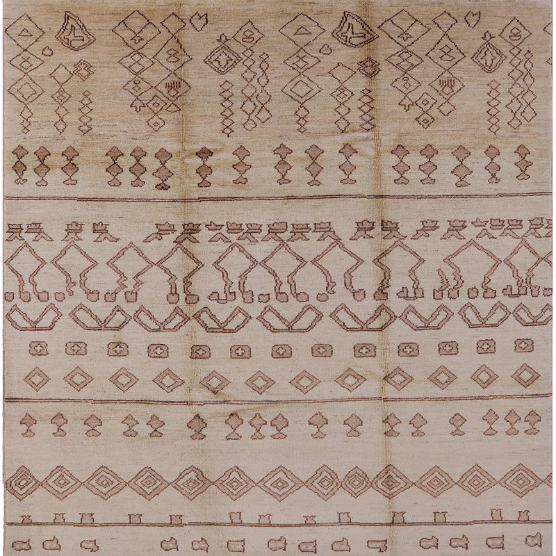 Tapis gris / brun Indianola Southwestern, Carré 7 pi