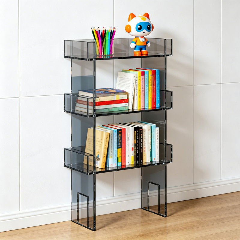Bibliothèque simple en acrylique, (3 tablettes) H 45,2 po x l 23,62 po x P 11,81 po