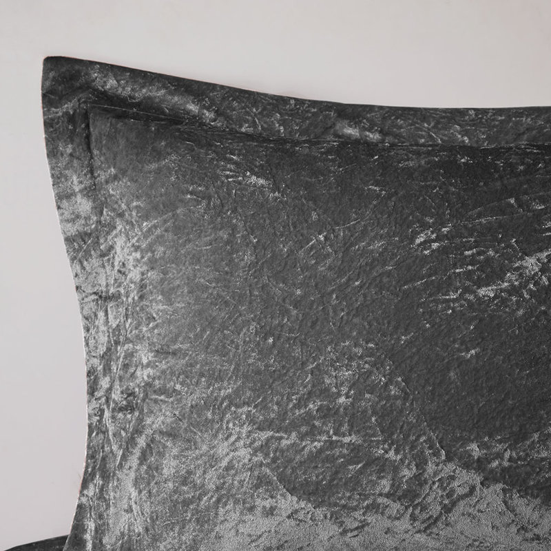 Édredon double en velours gris - Coussin décoratif à motif de losanges inclus Literie lavable gracieuse, Gris