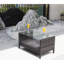 Table basse d'extérieur brune avec surface en verre trempé, 34,6 x 20,5 x 17,7 pouces, protégée, outils d'assemblage disponibles facilement