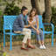Classic Outdoor Metal Bench(Blue)-526304056