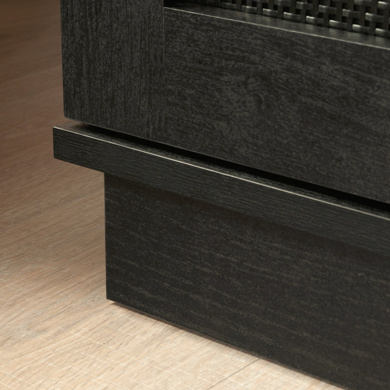 Raven Oak Coastal Double Dresser with Rattan Inserts