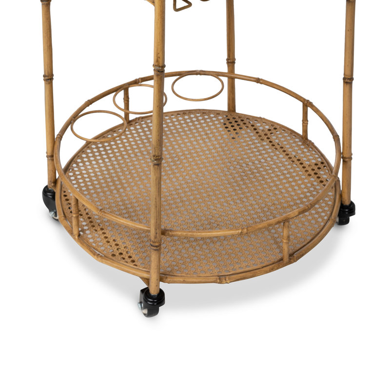 Roanoke 30" Bamboo-Style Metal Bar Cart with Storage