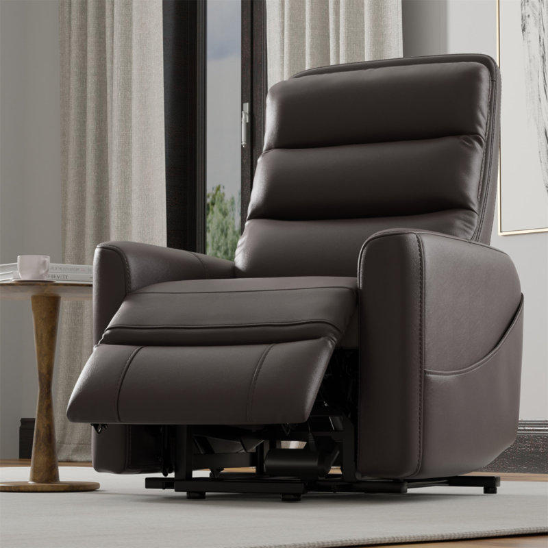 Fauteuil relevable en similicuir brun foncé Bentley, Brun