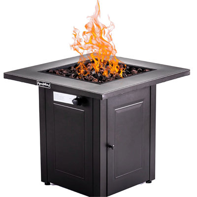 50000 Propane Fire Pits Table, 28In Square Outdoor Fireplace With Lid & Lava Stone, For Garden Terrace Patio Backyard Deck