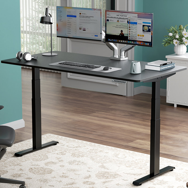  Bureau debout de qualité supérieure, H 49,3 po x l 59 po x P 30 po, Noir, Noir